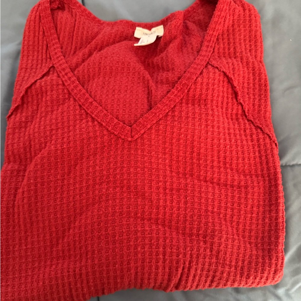 Forever 21 Scarlet Textured Knit Top
